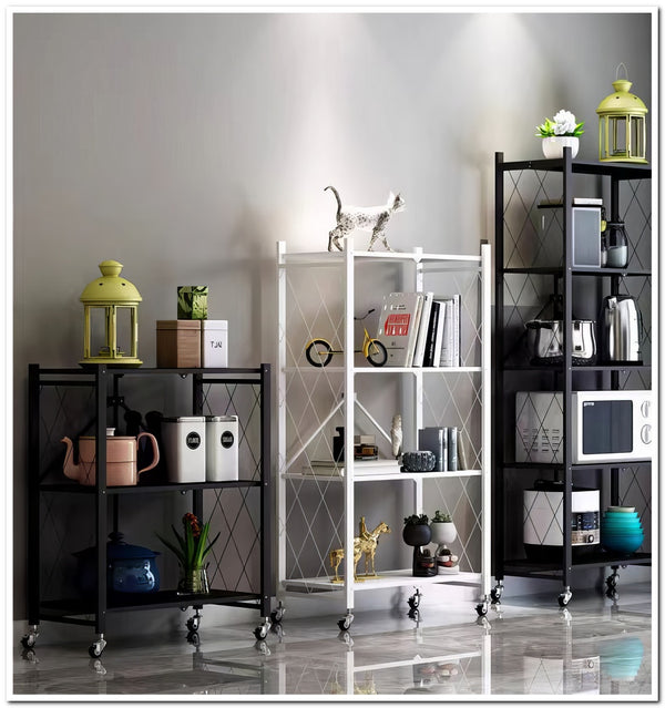 Origami 6 Tier Classic Stamped Metal Storage Shelves for Books, Decor, Vinyl Records, and Garage Organization and Storage