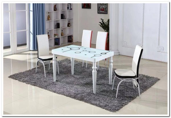 Tempered Glass Steel Frame Dining table  with 6 chairs