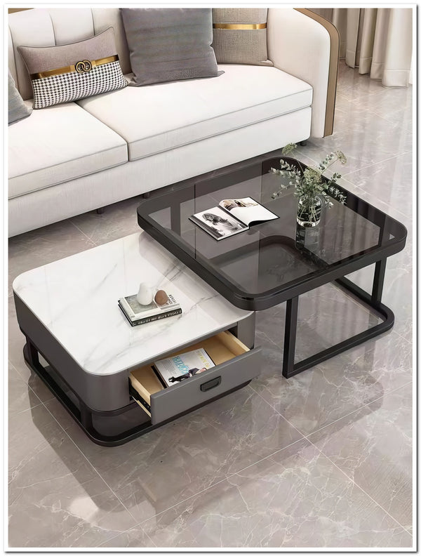 Coffee Table Home Living Room Modern Marble Nordic Style Square Desk With Drawer Coffee Desk