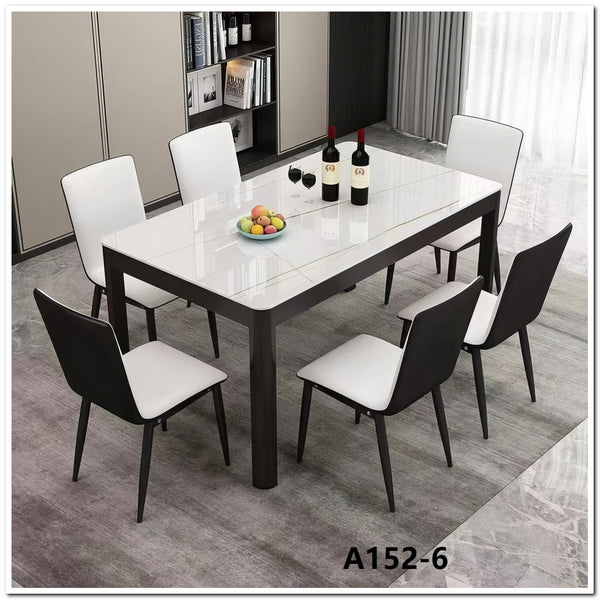 Tempered Glass Dining table  with 6 chairs