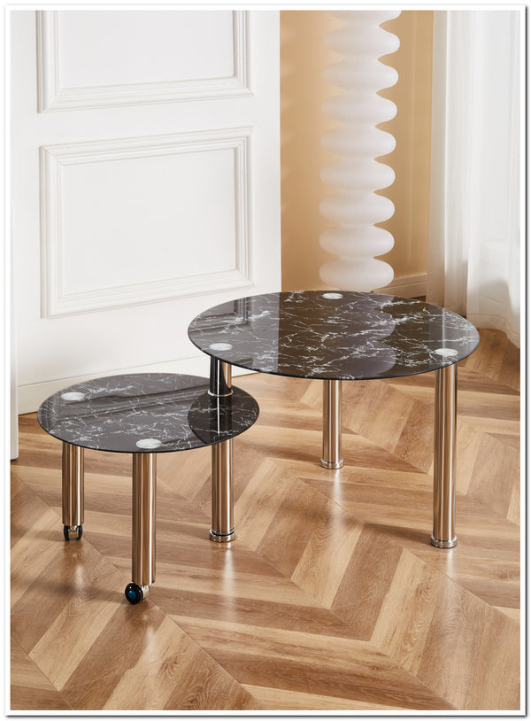 Tempred glass coffee table with swivel adjustment