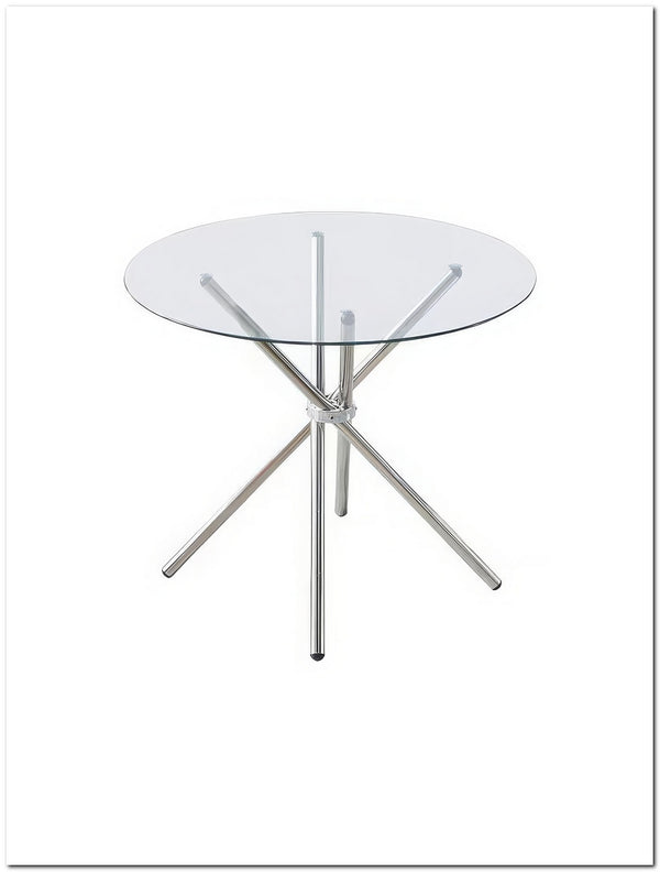 Round Glass Dining Table - Modern Dining Room Table with Tempered Glass Top and Stainless steel Legs,Leisure Tea Coffee Table for Living Room