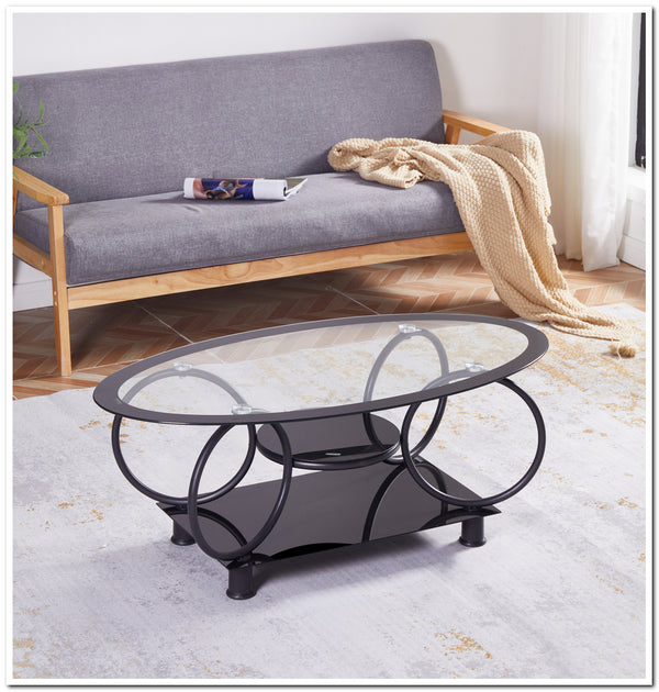 Tempered Glass Coffee Table Designer Transparent Black Aesthetic Side Table Metal Unique Salontafel Living Room Furniture