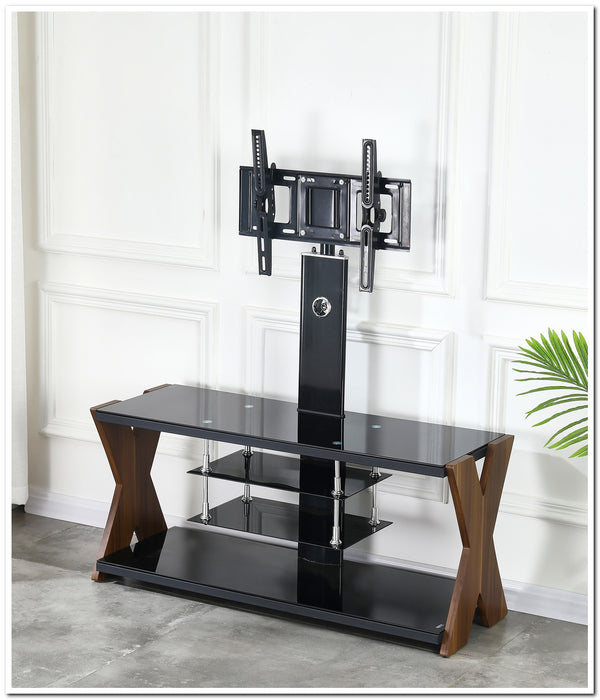 3-TIER VINTAGE ELEGANCE MEDIA CONSOLE WITH TV MOUNT BRACKET